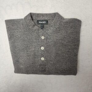 Bonobos Sweater Mens Medium Gray Henley Slim Fit Merino Wool Pullover Knit